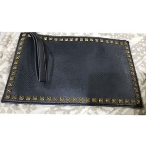 Black leather clutch
